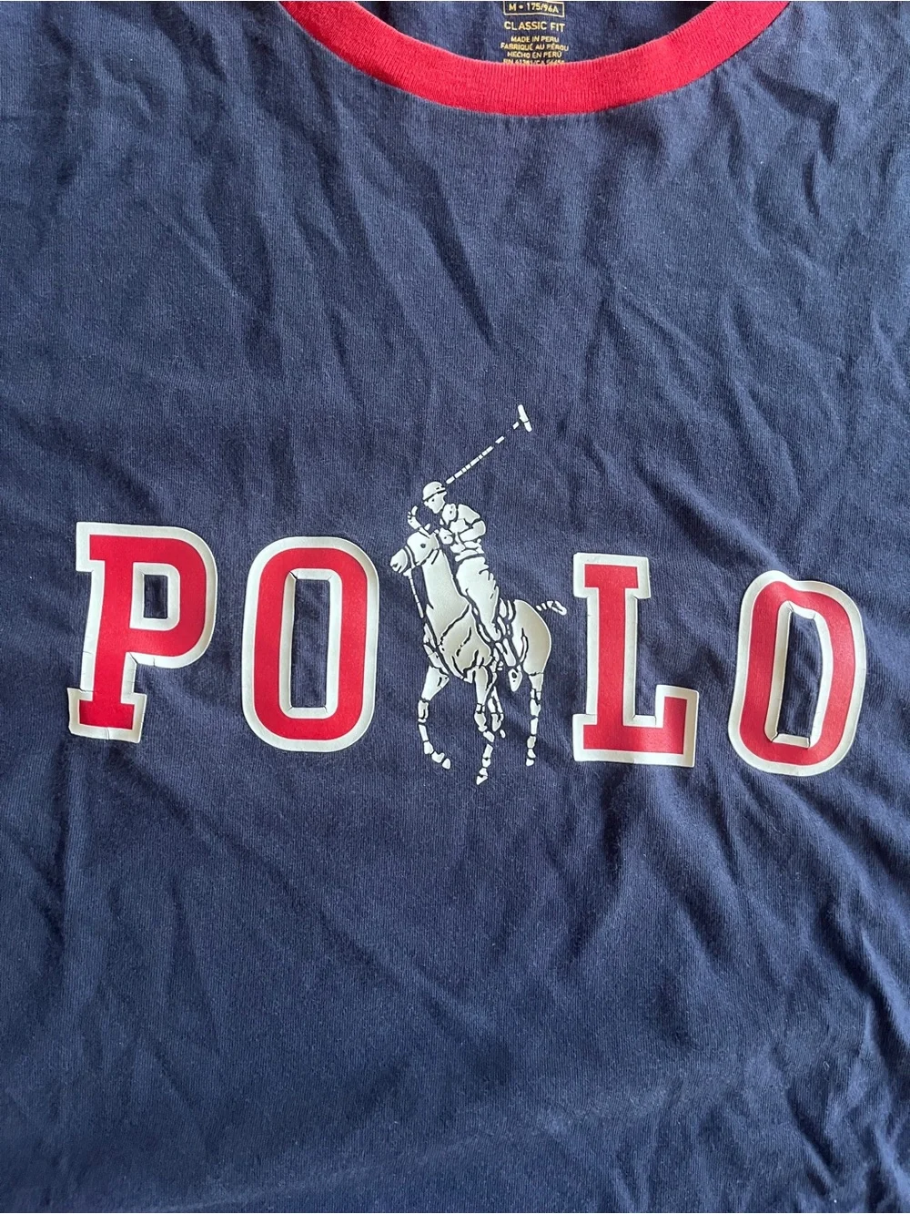 Polo by Ralph Lauren Navy Tee with Red Trim and Polo Logo